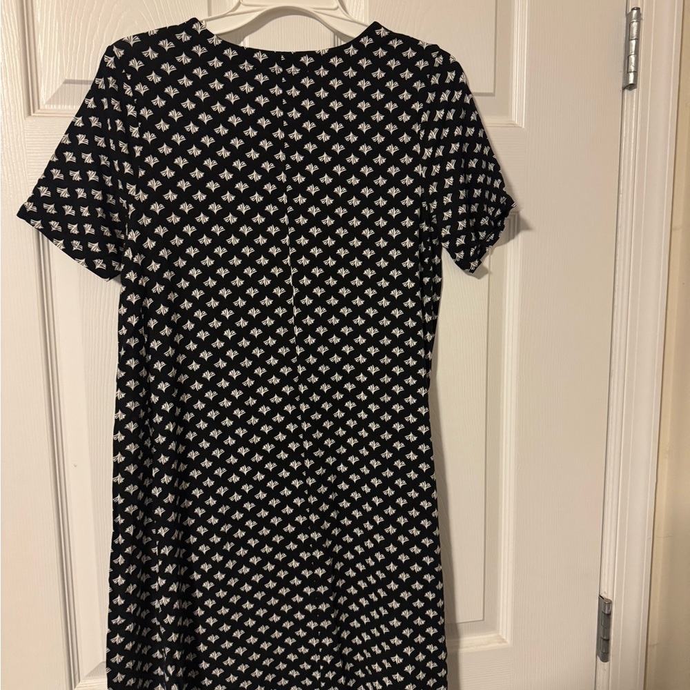 LOFT Black and White A-line Midi Dress